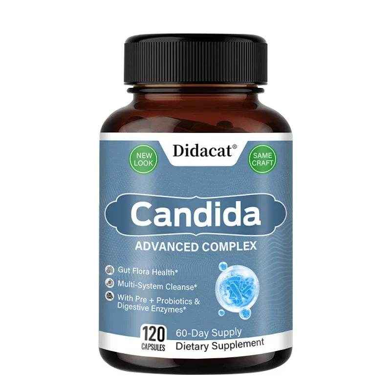 Candida Advanced Complex, Intestinal Supplement, Digestive Support, Constipation, Weight Loss, with Probiotic Digestive Enzymes