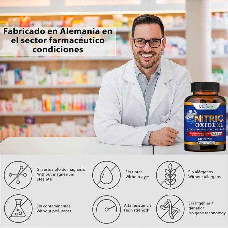 Nitric Oxide Booster, Beta-Alanine, Premium Muscle Support Nitric Oxide Booster, Maximum Potency, Strong, 120 Capsules