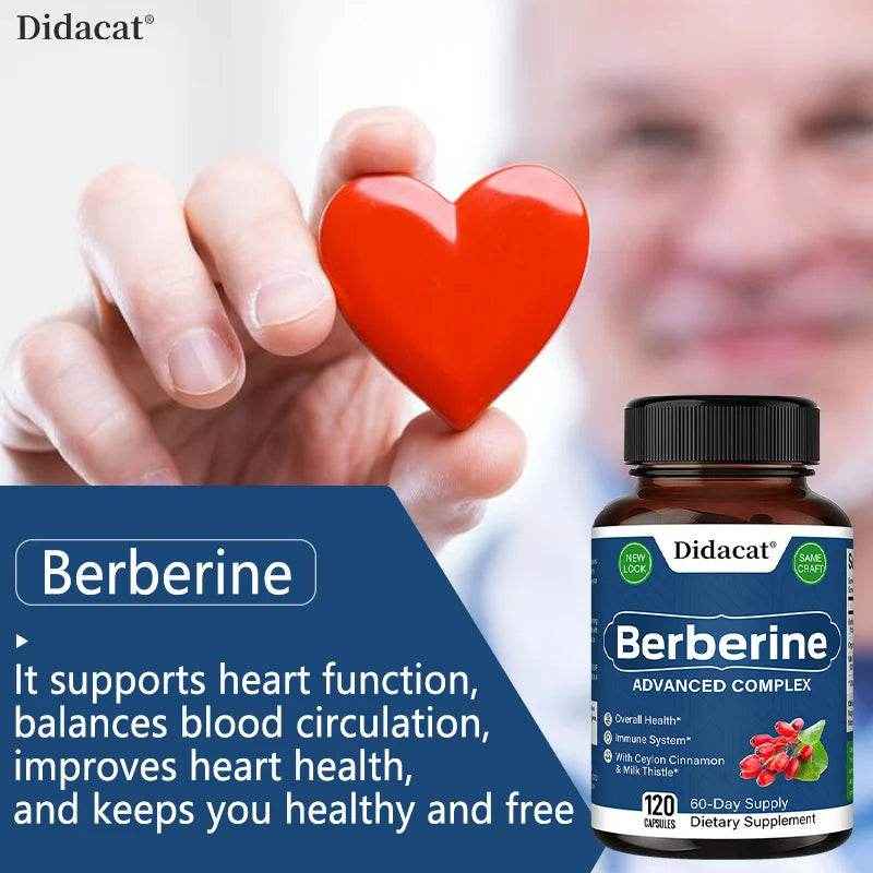 Didacat Berberine Supplement - Balance Blood Circulation, Support Heart Function Health - 120 Capsules