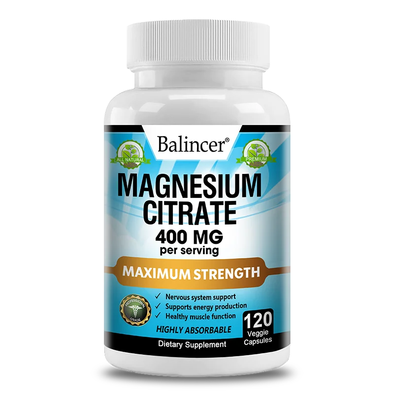 Balincer Magnesium Citrate Supplement, Supports Muscles, Nervous System, Relieves Fatigue, Supports Bone and Heart Health