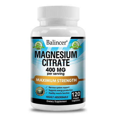 Balincer Magnesium Citrate Supplement, Supports Muscles, Nervous System, Relieves Fatigue, Supports Bone and Heart Health