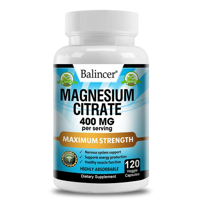 Balincer Magnesium Citrate Supplement, Supports Muscles, Nervous System, Relieves Fatigue, Supports Bone and Heart Health
