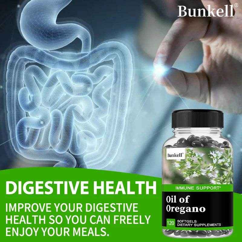Oregano Oil, Vegan Liquid Capsules - Immune and Gut Support Supplement for Digestive Health