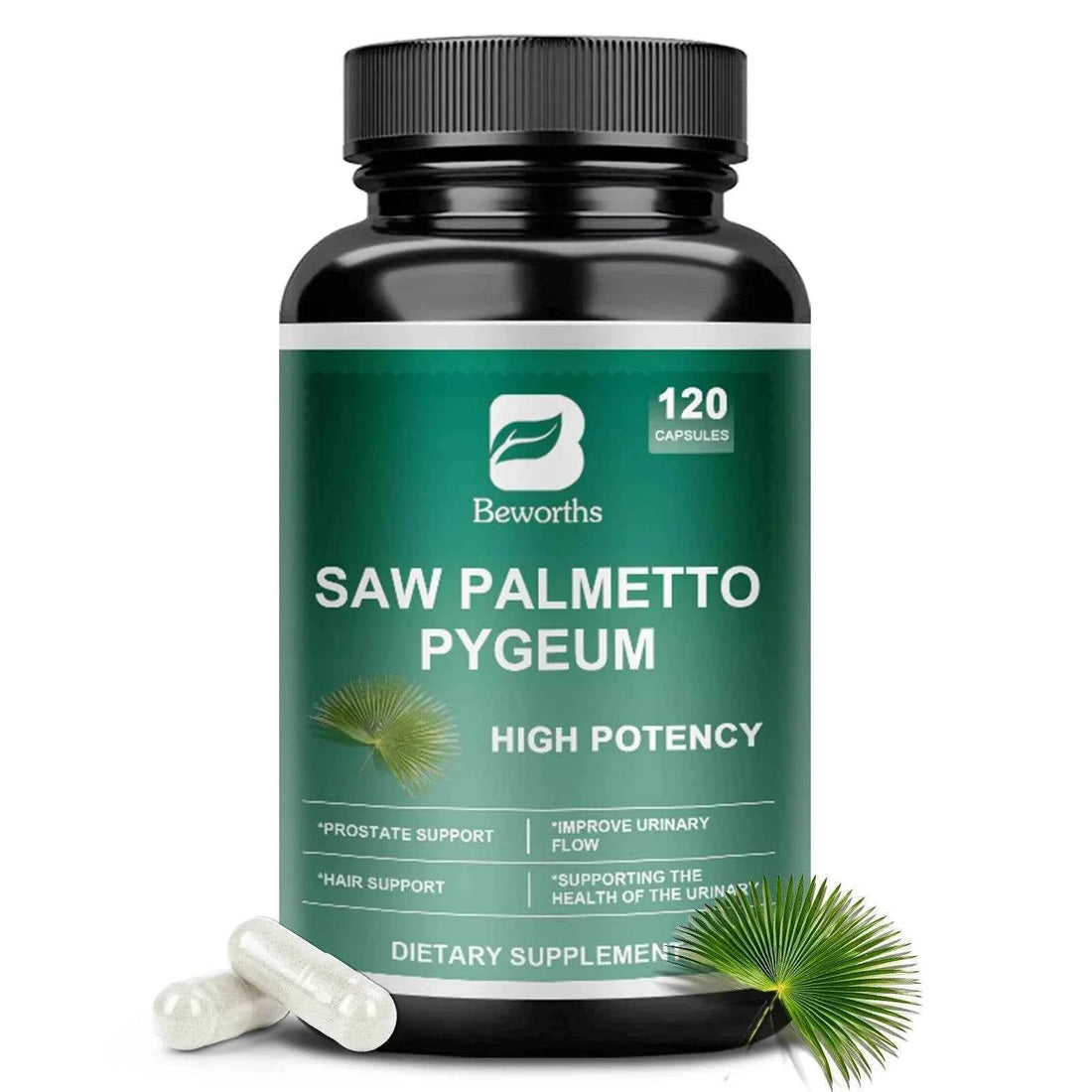 BEWORTHS Saw Palm Supplement Helps Promote Prostate Health &amp; Prevent DHT Hair Loss No Gluten,Non-gmo Hair Growth