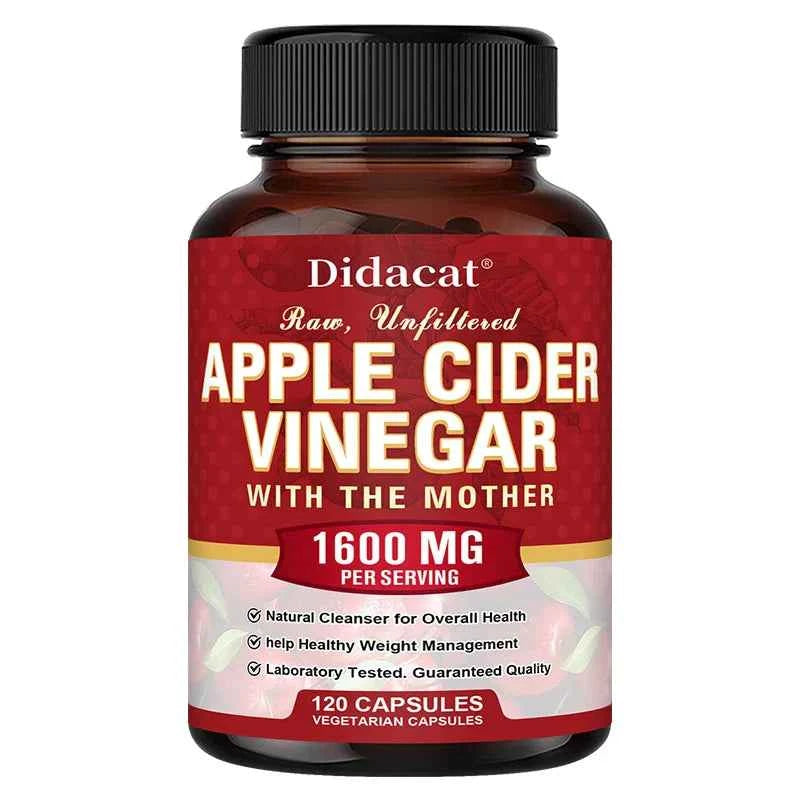 Apple Cider Vinegar Capsules 1600mg - Healthy Weight Management, Digestion, Detoxification, Immunity, Cleansing