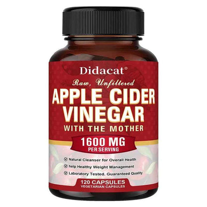 Apple Cider Vinegar Capsules 1600mg - Healthy Weight Management, Digestion, Detoxification, Immunity, Cleansing