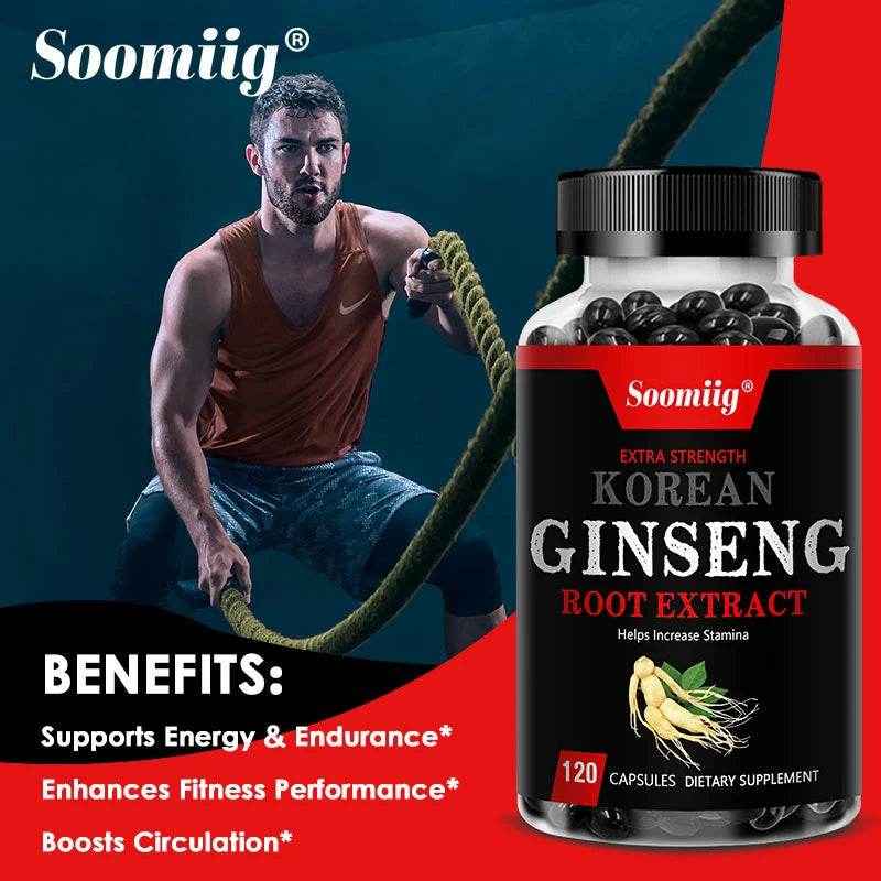 Korean Red Ginseng Extract - Enhances Endurance, Strength and Mood BalanceStrong for energy, stamina and focus