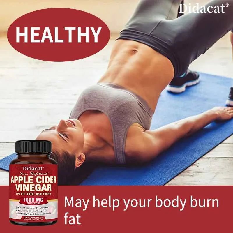 Apple Cider Vinegar Capsules 1600mg - Healthy Weight Management, Digestion, Detoxification, Immunity, Cleansing