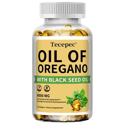 Oregano Oil Supplement with Black Seed Oil - Balanced Digestion and Gut Health