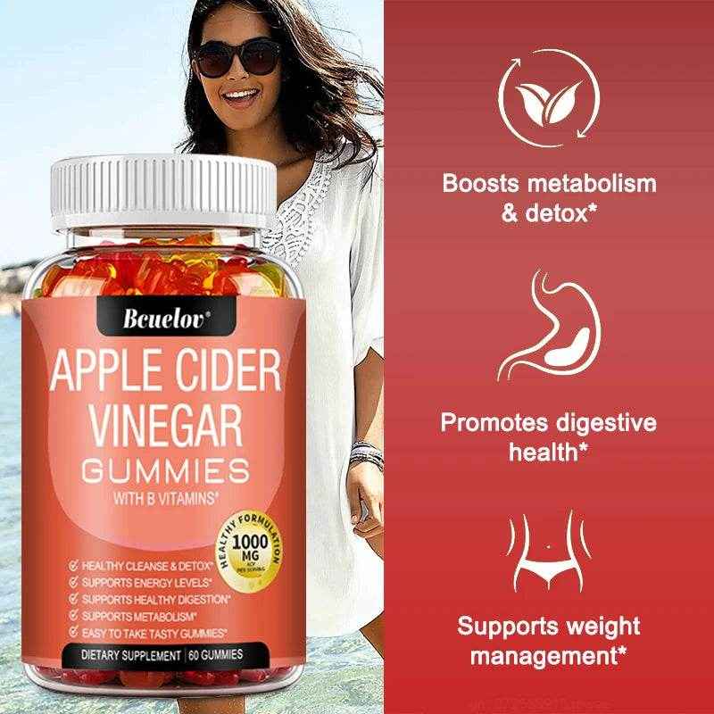 Bcuelov Apple Cider Vinegar Gummy Vitamins - Detox Cleanse, Fat Burner, Weight Management, Digestion Booster, Metabolism