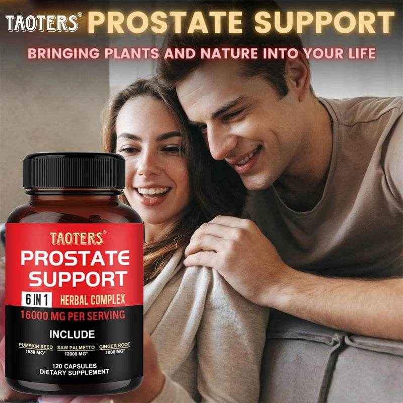 6 in 1 Herbal Capsules 16000mg - Prostate Supplement, Helps with Urinary Tract Control, Relieves Inflammation