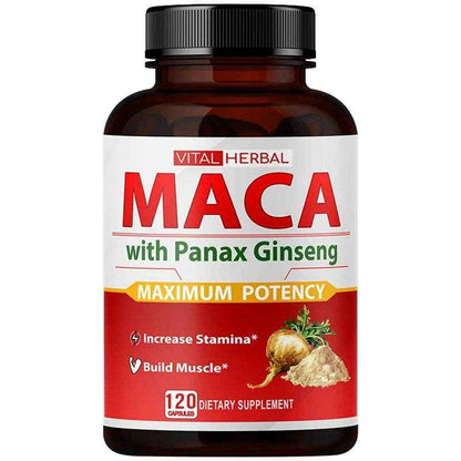 Sports Supplement - Contains Maca, Ginseng Extract Capsules to Burn Fat, Boost Strength, Energy, Performance and Muscle Mass