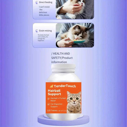 Hairball - 200 Tablets- Hairball Aid Supplement for Cats &amp; Vitamins for Hairball Control and Digestive Support, Helps Eliminate