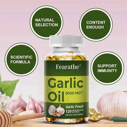 Garlic Oil Capsules, organic extract, promotes healthy cholesterol levels, immune system support