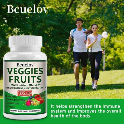 Bcuelov Vegetable and Fruit Supplement -1350 Mg - Supports Immune, Digestion, Detoxification - 120 Capsules