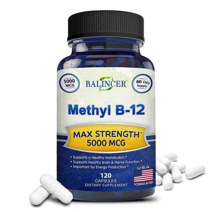 Vitamin B12 - 5000 MCG Supplement -Benefits Brain &amp; Heart Function, Supports Memory, Learning, Helps Boost Natural Energy