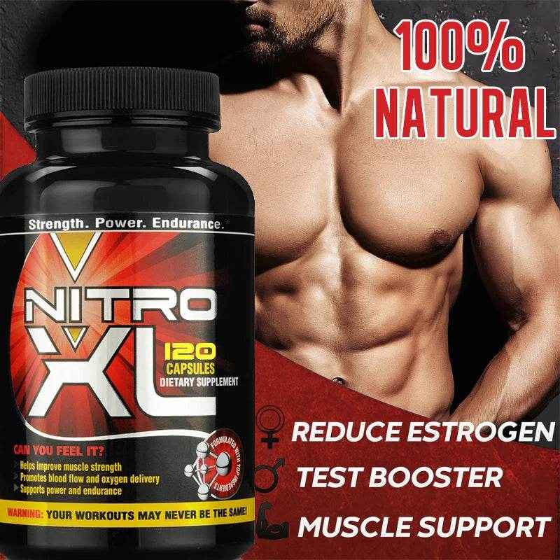Nitro XL - Premium Nitrogen Booster for Boosting Endurance and Muscle Growth, 120 Capsules