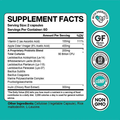 Balincer Probiotic 90 Billion CFU with Digestive Enzymes &amp; Prebiotics To Support Bloating, Improved Gut, Immunity and Digestion