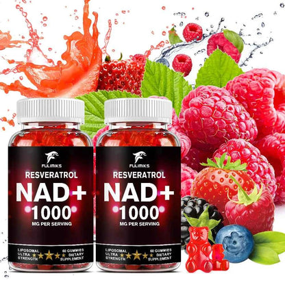 NAD+ Resveratrol Supplement Gummies - High Absorption, Energy Supplement, Daily Energy &amp; Skin Support  - 60 Gummies