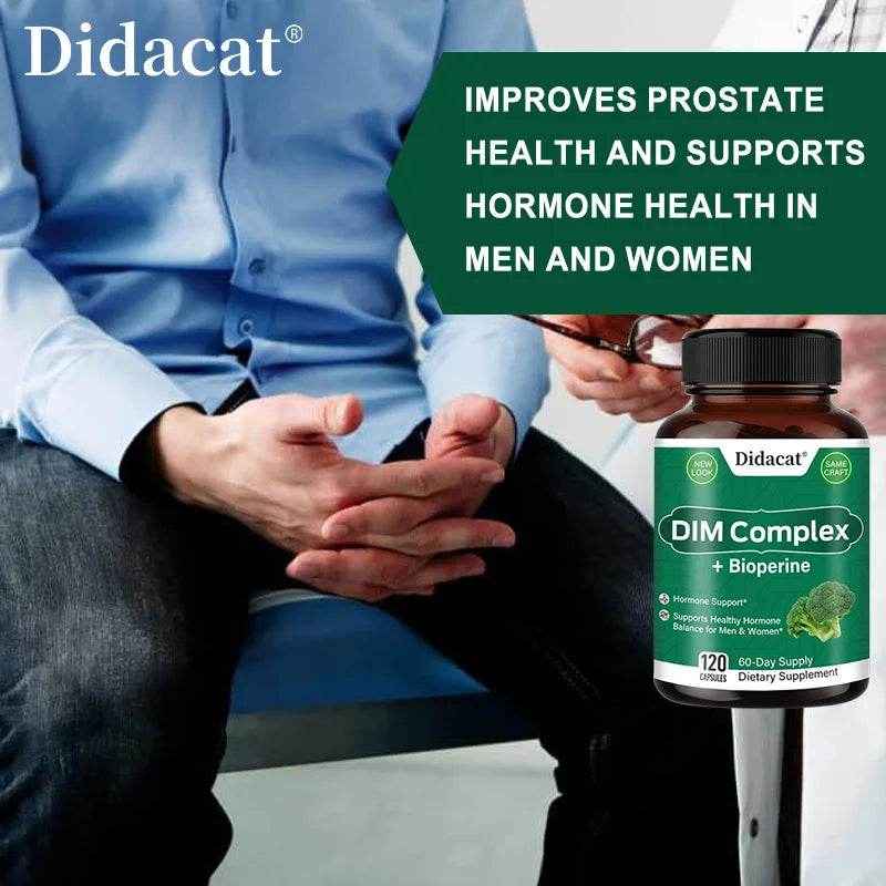DIM Complex, Black Pepper Extract, Prostate Health Support, Balances Male and Female Hormone Levels, 120 Capsules