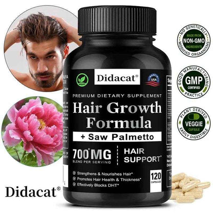Hair Loss Supplements for Men &amp; Women with Biotin - Saw Palmetto Supplements for Healthy and Strong Hair - Promotes Hair Growth