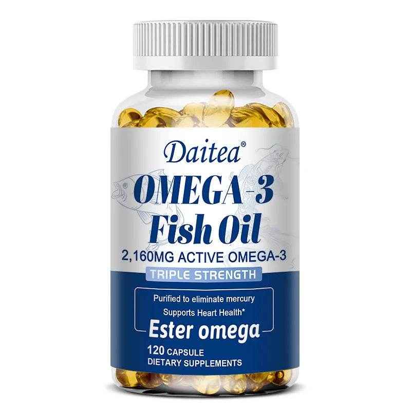 Omega-3 Fish Oil Supplement, Support Brain, Heart Health, Focus, Protect Cardiovascular System, Promote Cellular Energy Health