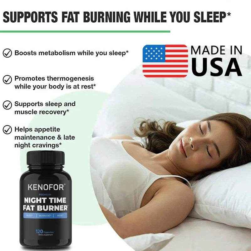 Night Time Fat Burner Supplement To Reduce Belly Fat - Helps Metabolic Cleansing, Sleep Aid Appetite Suppressant &amp; Fat Burner