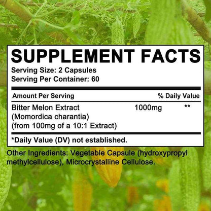 Bitter Melon Extract, Supports Blood Pressure, Weight Management, Balanced Blood Sugar Health &amp; Circulation, 120 Capsules