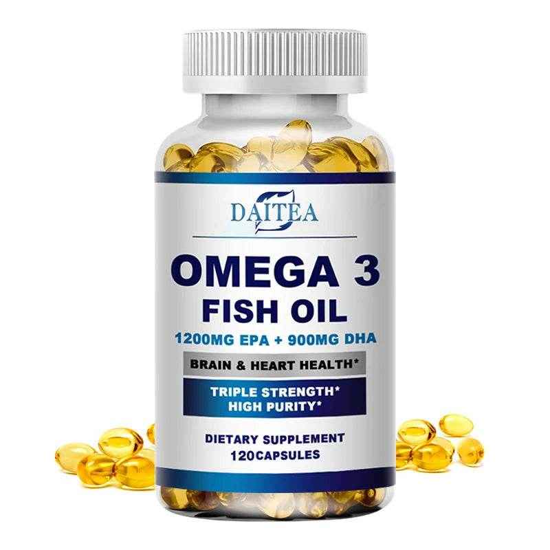 Premium Omega 3 Fish Oil | High EPA 1200 mg + DHA 900 mg | Supports Brain &amp; Heart Health
