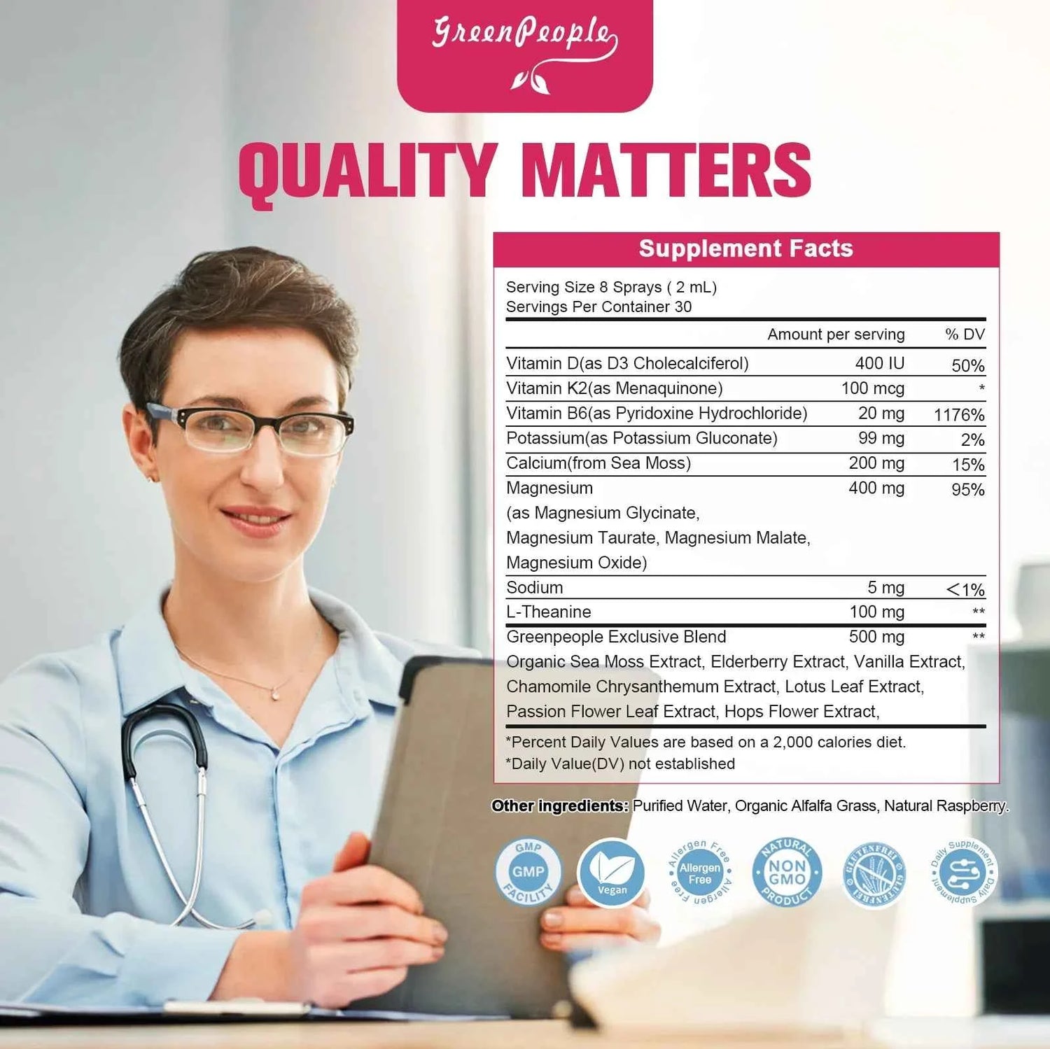 Magnesium Glycinate Liquid, 400mg Magnesium Liquid Supplement with Vitamin B6, C, D, Zinc, Magnesium for Kids and Adults