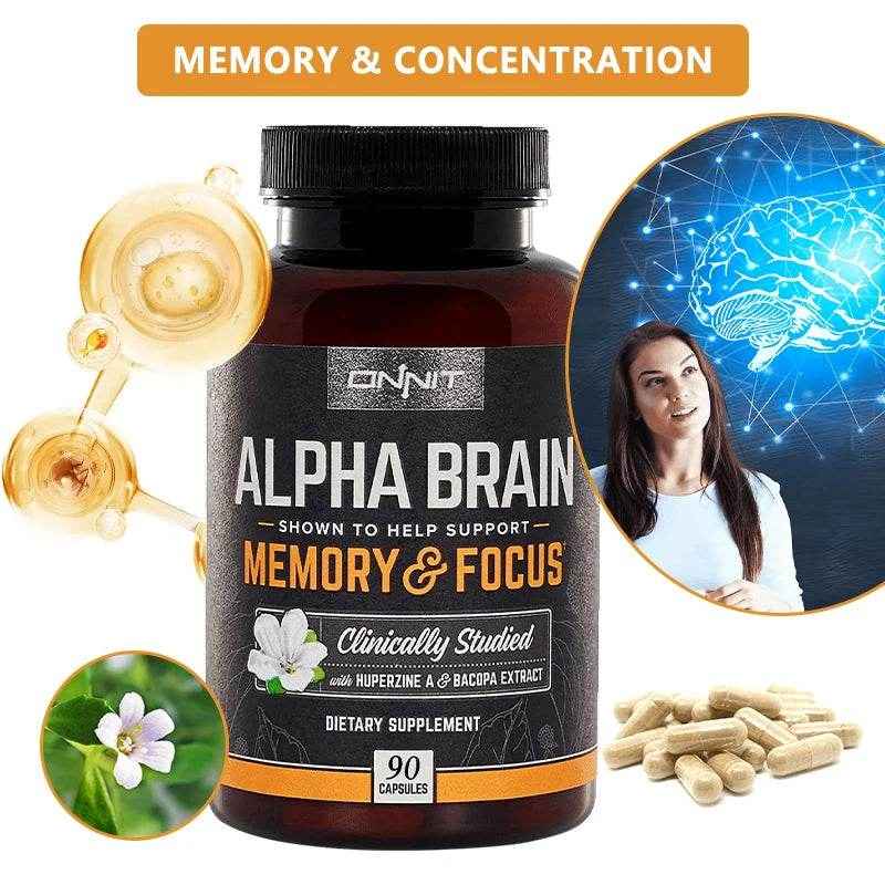 ONNIT Alpha Brain - Premium Nootropic Brain Supplement - Good for Focus, Concentration and Memory - 90 Capsules