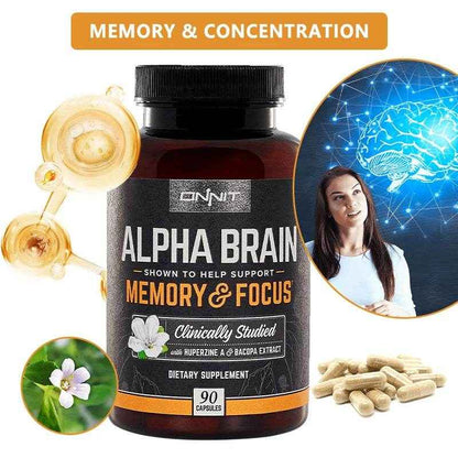 ONNIT Alpha Brain - Premium Nootropic Brain Supplement - Good for Focus, Concentration and Memory - 90 Capsules