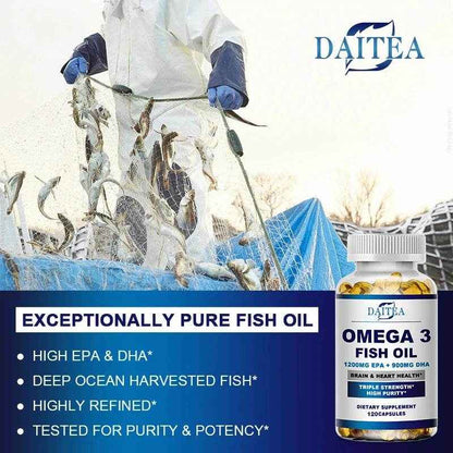 Premium Omega 3 Fish Oil | High EPA 1200 mg + DHA 900 mg | Supports Brain &amp; Heart Health