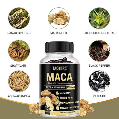 Maca Root for Men - Natural Energy Supplement to Support Athletic Performance, Muscle Recovery and Fight Fatigue, 120 Capsules