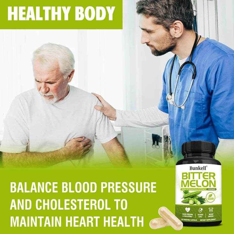Bitter Melon Extract, Supports Blood Pressure, Weight Management, Balanced Blood Sugar Health &amp; Circulation, 120 Capsules
