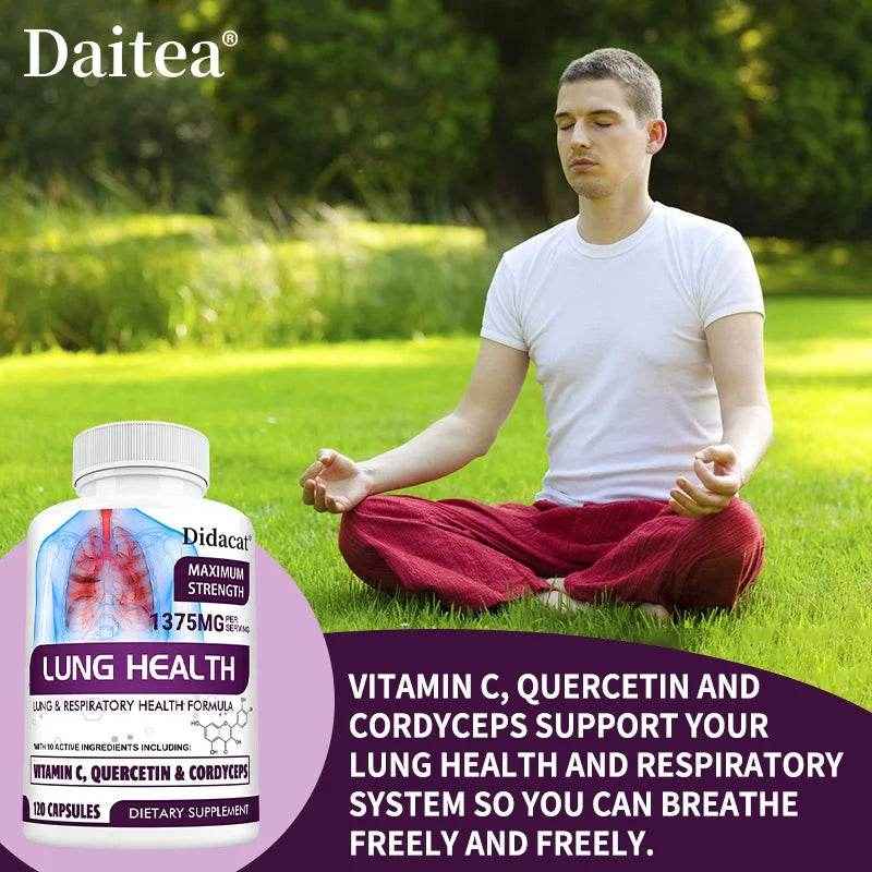 Lung Health Supplement, Detox, Cleanse, Lung Support, Respiratory Health with Vitamin C, Quercetin, Cordyceps