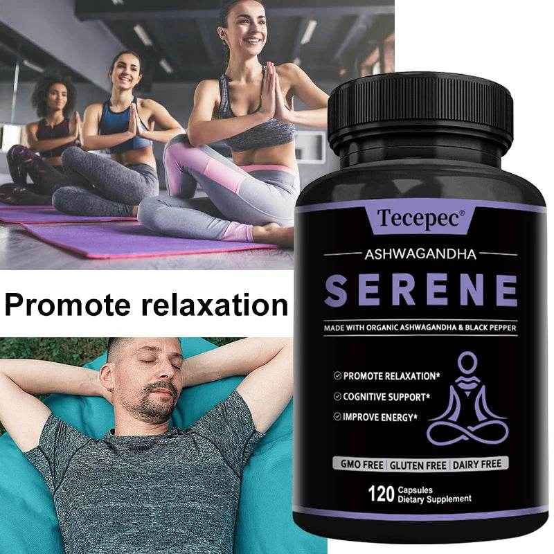 Organic Ashwagandha 1300 mg Supplement with Black Pepper Root Powder to Help Relieve Stress and Stay Calm, 120 Capsules