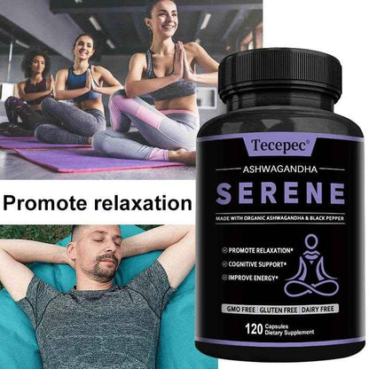 Organic Ashwagandha 1300 mg Supplement with Black Pepper Root Powder to Help Relieve Stress and Stay Calm, 120 Capsules