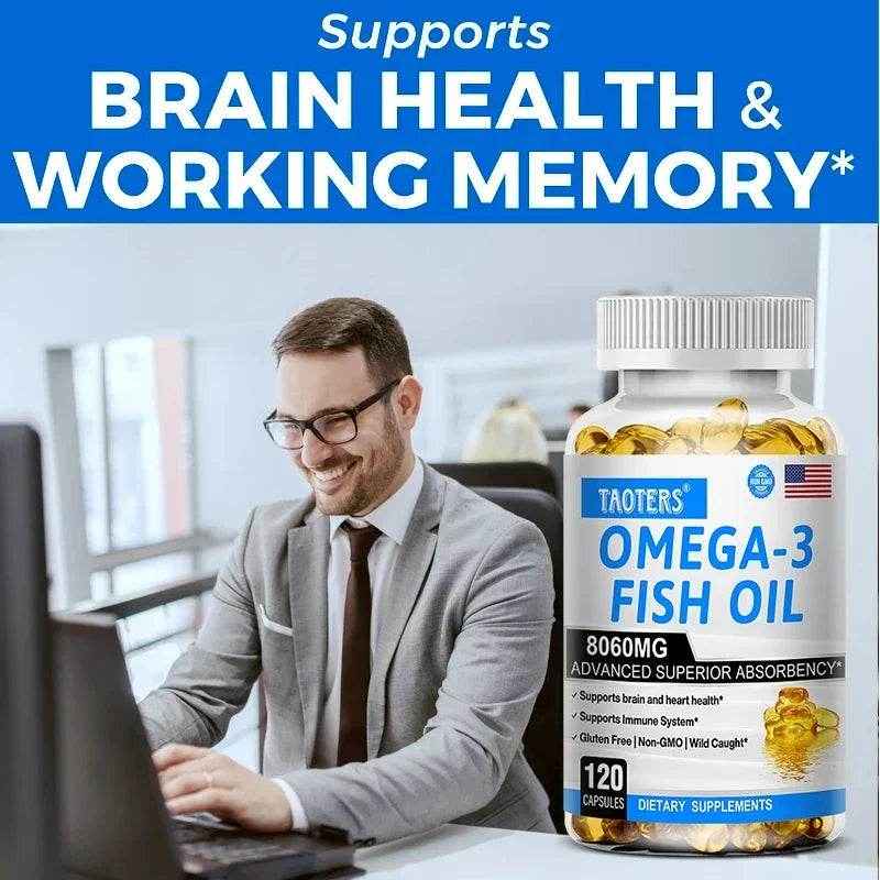 Omega-3 Fish Oil Supplement - Rich in EPA+DHA, Lutein, Supports Heart, Brain &amp; Joint Health, Antioxidant, 120 Capsules