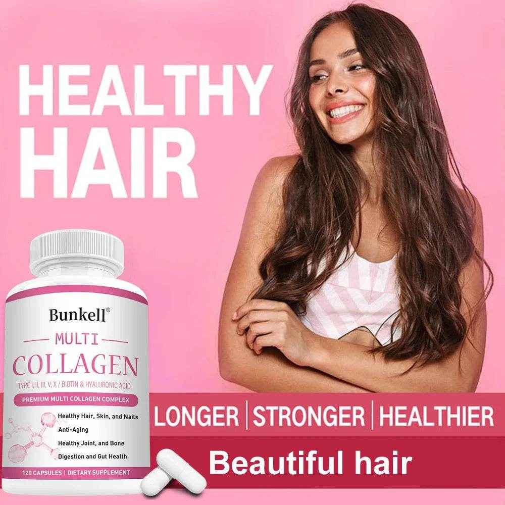 Collagen Complex with Hyaluronic Acid, Biotin - Hydrolyzed Collagen Types I, II, III, V, X; Hair, Skin, Nails, Joint Support