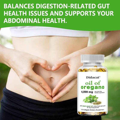 Oregano Oil 6000mg Softgels with Black Seed Oil Strength For Gut Health, Digestive Health, Immune Support