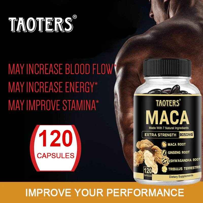Maca Root for Men - Natural Energy Supplement to Support Athletic Performance, Muscle Recovery and Fight Fatigue, 120 Capsules