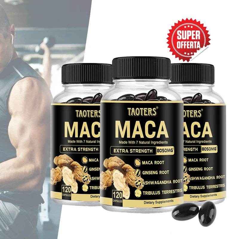 Maca Root for Men - Natural Energy Supplement to Support Athletic Performance, Muscle Recovery and Fight Fatigue, 120 Capsules
