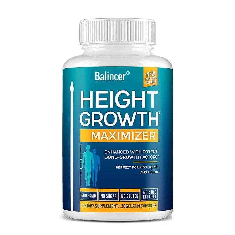 Height Growth Maximizer - Natural Peak Height - Bone Strength Growth Pills with Calcium - No Somatropin, 120 Capsules