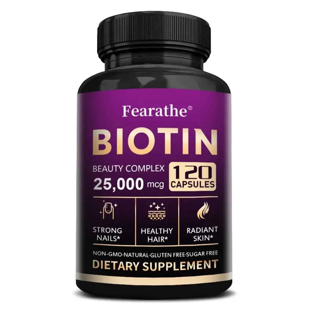 Biotin Vitamins with Pantothenic Acid, Folic Acid, Hair Growth Supplement for Men&amp;Women - B1 B2 B3 B6 B12 - Healthy Nails &amp; Skin