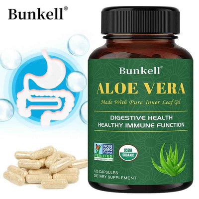 Aloe Bioactive Organic Leaf Supplement - Organic Freeze Dried Aloe 180 mg, Detox Cleanse, Gut Health, 120 Capsules