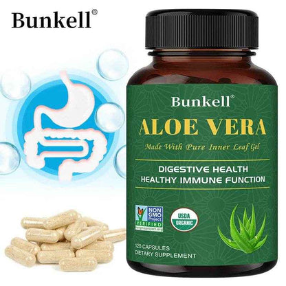 Aloe Bioactive Organic Leaf Supplement - Organic Freeze Dried Aloe 180 mg, Detox Cleanse, Gut Health, 120 Capsules