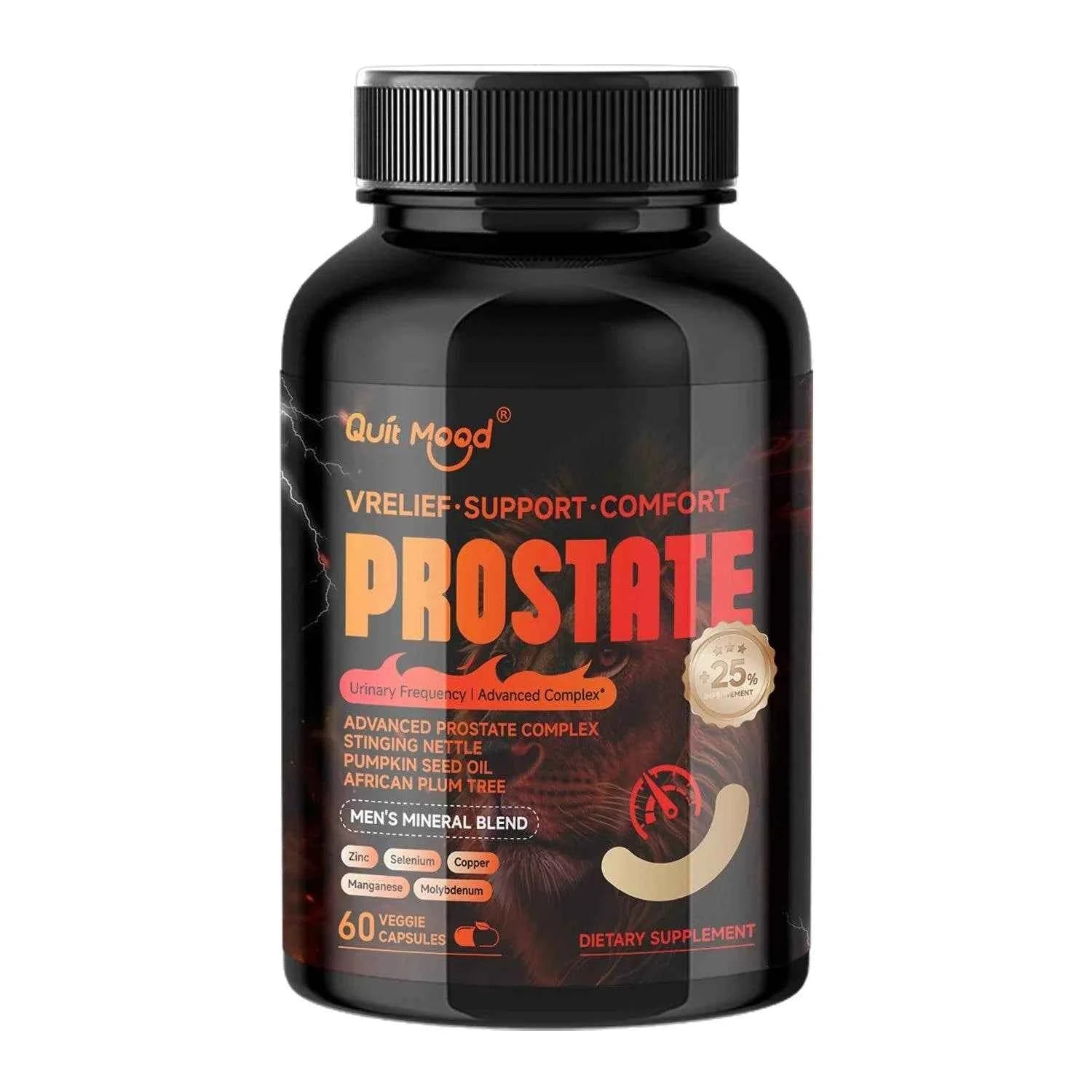 Quit mood - Advanced Prostate Support | Stinging Nettle, Pumpkin Seed Oil &amp; African Plum Extract | 60 Caps - Men’s Health Focus