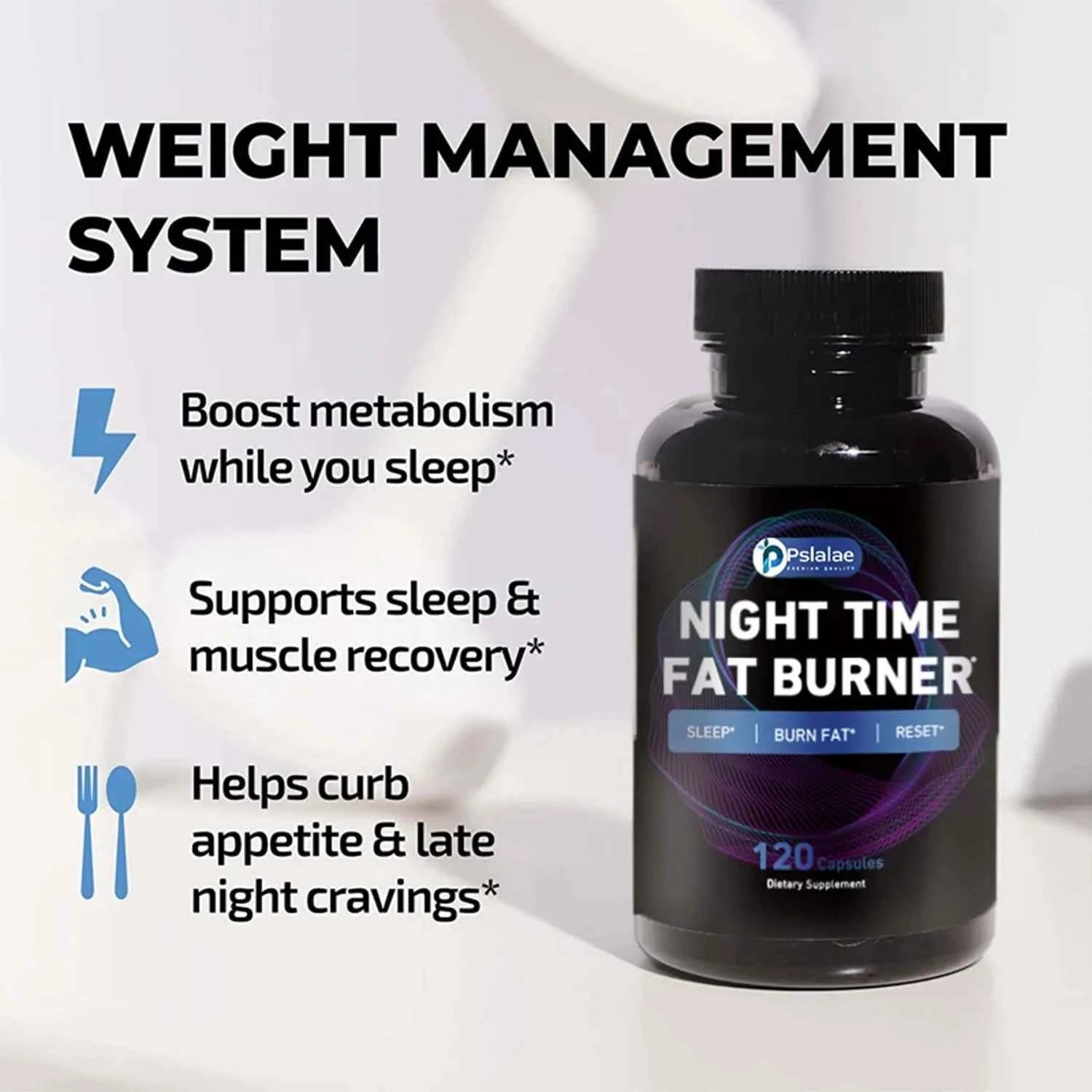 Nighttime Metabolism Support - Fat Burning, Metabolism Boosting, Appetite Suppressant, Healthy Weight Management - 120 Capsules