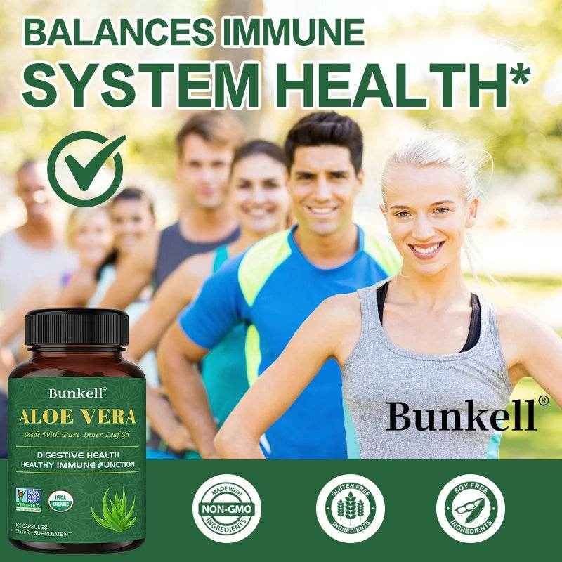 Aloe Bioactive Organic Leaf Supplement - Organic Freeze Dried Aloe 180 mg, Detox Cleanse, Gut Health, 120 Capsules